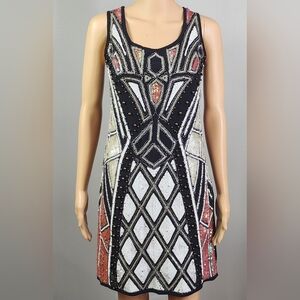 Verty Black Beaded Sequim Art Deco Cocktail Dress Size Small